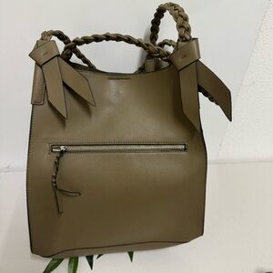 FREE PEOPLE CELIA OLIVE GREEN VEGAN LEATHER TOTE BAG
